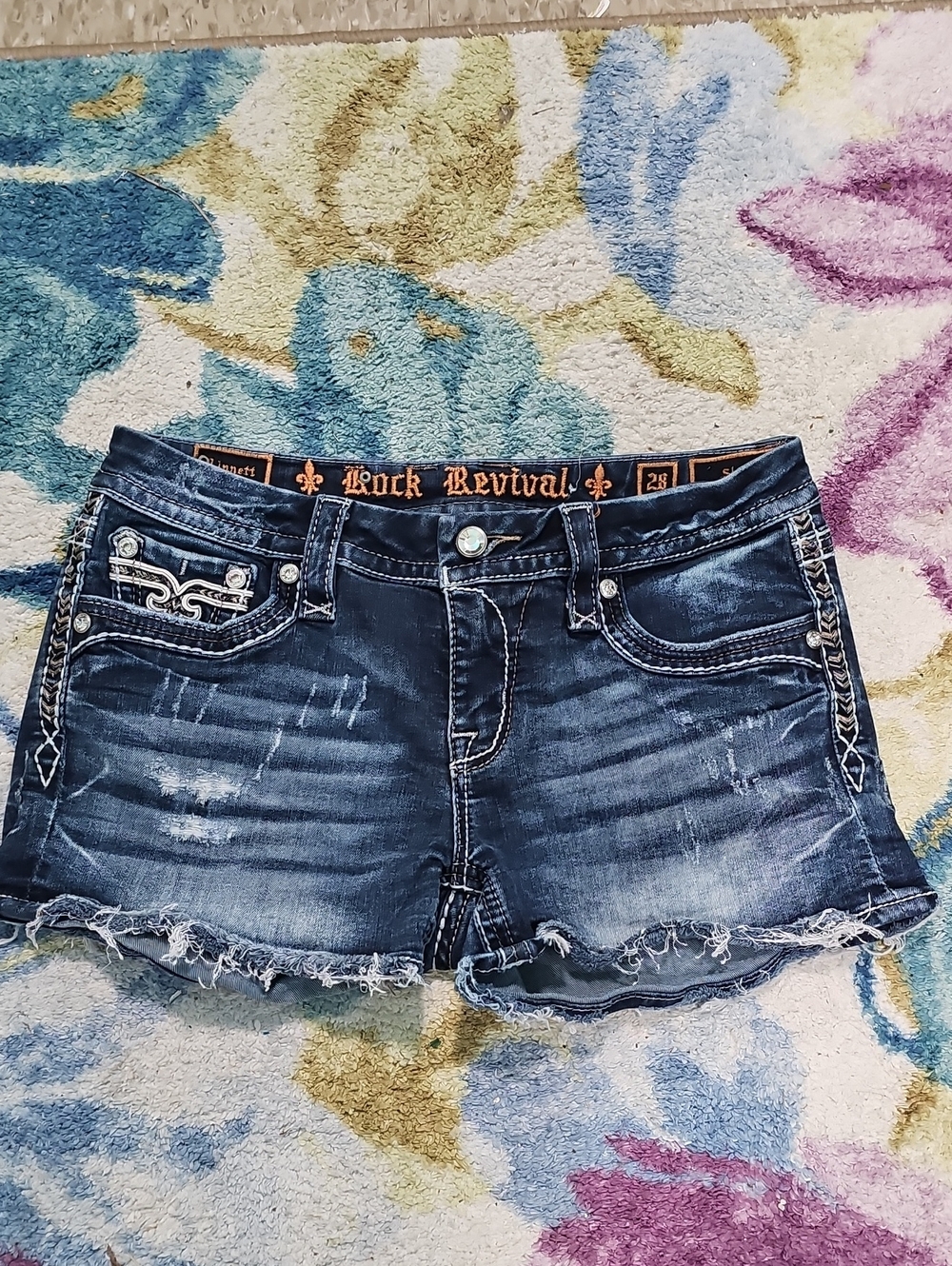 Rock Revival Women's Distressed "Linnett" Denim Shorts Size 28